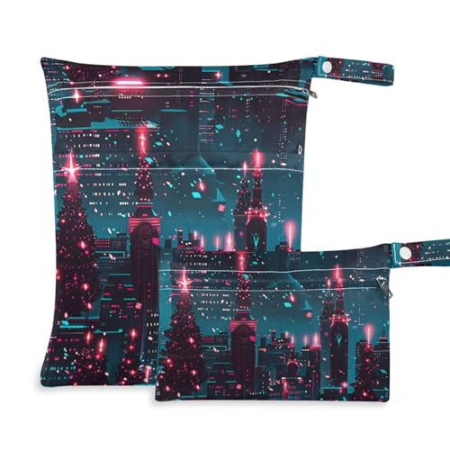 Amooorous Jingle Bells für Weihnachten, wiederverwendbare Tasche für Fitnessstudio, 2 Stück, nasse Tasche für Badeanzug mit Griffen für Fitnessstudio, Reisen von Amooorous