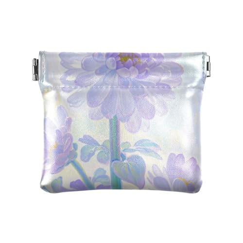 Amooorous Kleine Geldbörse aus Leder für Damen, Motiv: sommerliche Ölgemälde, Gänseblümchen, praktischer Schmuck für Männer und Frauen, Reisen, Sommerviolettes Ölgemälde Gänseblümchen, 1 size von Amooorous