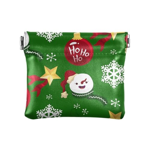 Amooorous Kleine Geldbörse aus Leder mit Aufschrift "Merry Christmas", für Damen und Herren, Grün, Grün Merry Christmas Party, 1 size von Amooorous