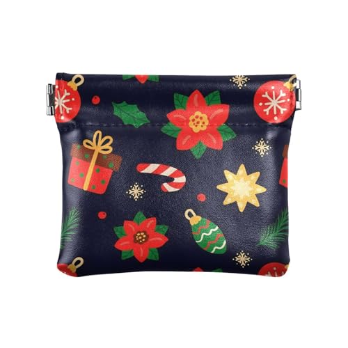 Amooorous Kleine Geldbörse aus Leder mit Aufschrift "Merry Christmas", für Damen und Herren, Schwarz, Black Merry Christmas Party, 1 size von Amooorous