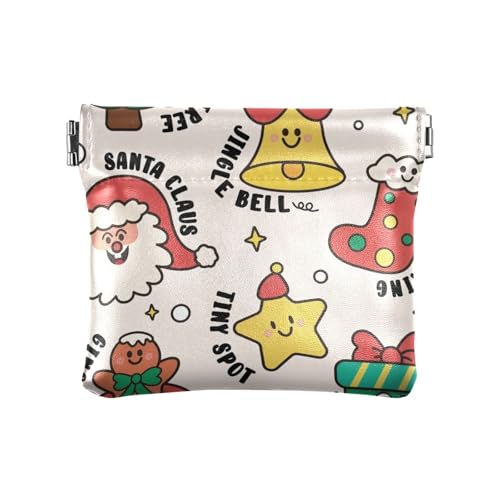 Amooorous Kleine Geldbörse aus Leder mit Cartoon-Cartoon-Motiv, niedlich, für Weihnachten, Party, einzigartiger Schmuck für Damen, Rote und grüne Cartoon-Weihnachtsfeier, 1 size von Amooorous