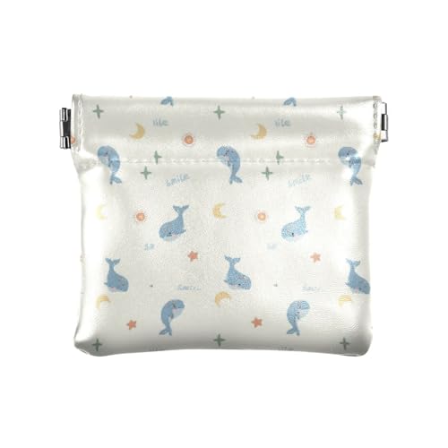 Amooorous Kleine Geldbörse aus Leder mit niedlichem blauem Hai, einzigartige Mini-Geldbörse für Kleingeld, Münzfach für Damen und Mädchen, Cartoon, niedliches blaues Fischmeer, 1 size von Amooorous