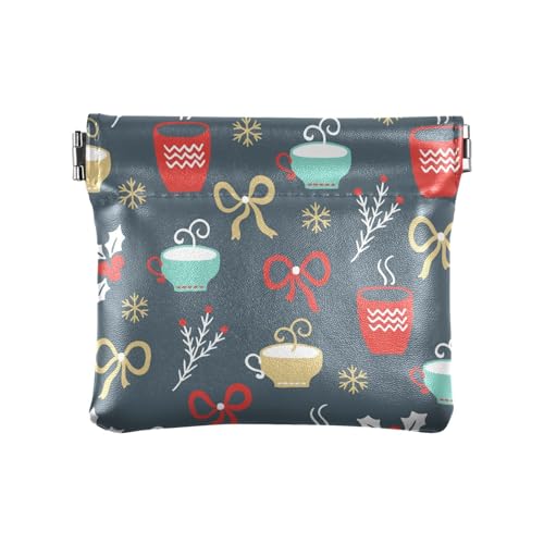 Amooorous Kleine Geldbörse aus PU-Leder mit Aufschrift "Merry Christmas", ausgefallene Mini-Münzgeldbörse für Damen, Frohe Weihnachten, 1 size von Amooorous