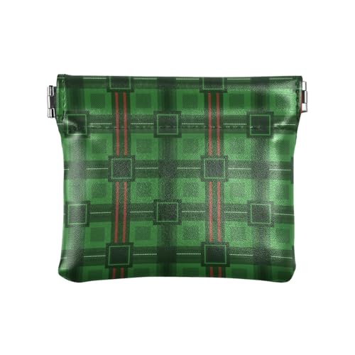 Amooorous Kleine Geldbörse aus PU-Leder mit weihnachtlichem Karomuster in Rot und Grün, praktischer Kartenhalter für Damen, Rot und Grün Weihnachten Plaid, 1 size von Amooorous