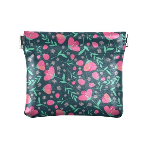 Amooorous Kleines Portemonnaie aus Leder mit buntem Blumenmuster, für Damen und Mädchen, Schwarz, Buntes Blumenmuster, schwarz, 1 size von Amooorous