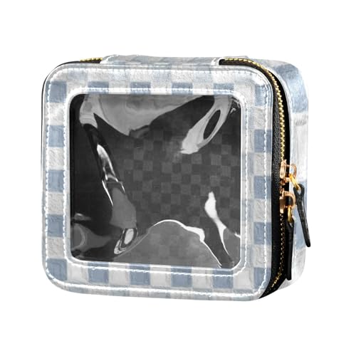 Amooorous Kosmetiktasche aus Leder mit Öl auf Leinwand, grau und weiß, kariert, transparent, für Geldbörse, Kulturbeutel, Kosmetiktasche für Reisen, Öl auf Leinwand, grau und weiß kariert, 1 size Amooorous Kosmetiktasche aus Leder mit Öl auf Leinwand, grau und weiß, kariert, transparent, für Geldbörse, Kulturbeutel, Kosmetiktasche für Reisen, Öl auf Leinwand, grau und weiß kariert, 1 size von Amooorous