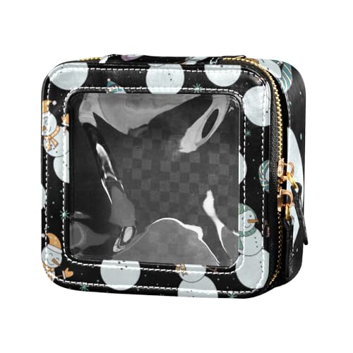 Amooorous Kosmetiktasche für Damen, Cartoon-Motiv, niedlicher Schneemann, transparent, Kosmetiktasche mit Reißverschluss, Weiß, Niedlicher Weihnachts-Schneemann mit Cartoon-Motiv, 1 size von Amooorous