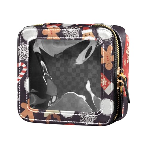 Amooorous Kosmetiktasche für Damen, Motiv: Frohe Weihnachten, niedliches Geschenk mit Schneeflocken-Motiv, transparent, Mini-Make-up-Behälter, Niedliches Schneeflocken-Geschenk für Kinder, 1 size von Amooorous