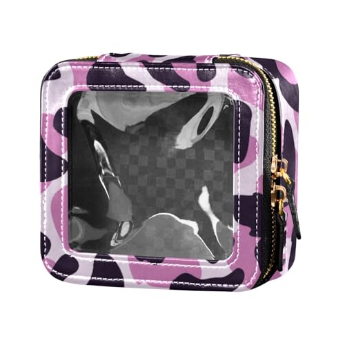 Amooorous Kosmetiktasche mit Leopardenmuster in Pfirsichfarben, klein, mit Reißverschluss für Damen, Leopardenmuster in Pfirsichfarben, 1 size von Amooorous