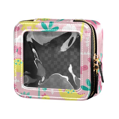 Amooorous Kosmetiktasche mit Pfirsich-Dinosaurier-Tiermotiv, niedlich, niedlich, transparent, mit Reißverschluss, kleine Kosmetiktasche für Geldbörse zum Fliegen, Pfirsich-Dinosaurier-Tier, niedliches von Amooorous