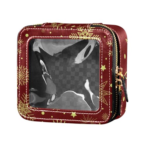 Amooorous Kosmetiktasche mit Weihnachtsschneeflocken, transparent, aus Leder, Kulturbeutel, kleine Kosmetiktasche für Geldbörse für Reisen, Weihnachts-Schneeflocken, 1 size von Amooorous