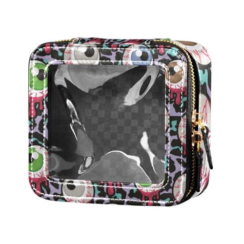 Amooorous Kosmetiktasche mit blutigem Zombie-Aliens, Happy Halloween, transparente Make-up-Tasche für Geldbörse, Kulturbeutel, kleine Kosmetiktasche für Damen, Blutige Zombie Aliens Happy Halloween, 1 von Amooorous