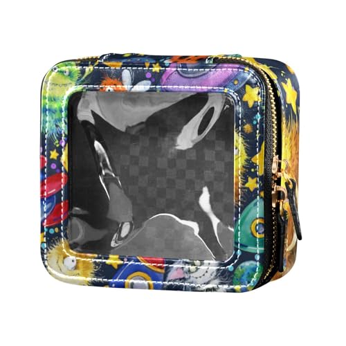 Amooorous Kosmetiktasche mit niedlichem Monstermotiv, Cartoon-Design, Aliens, transparent, Reise-Kulturbeutel, Nagellack-Organizer-Tasche für Reisen, Niedliche Monster Cartoon Space Aliens, 1 size von Amooorous
