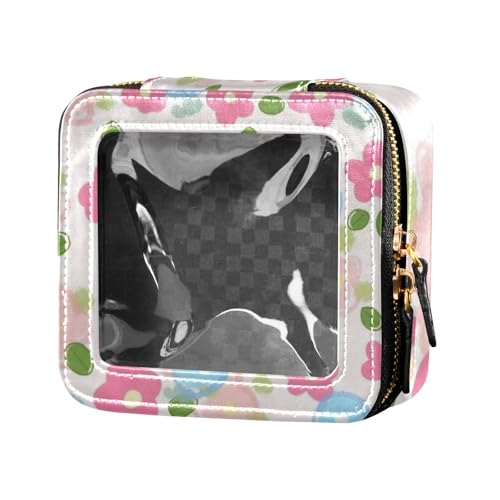 Amooorous Kosmetiktasche mit sanftem Blumenmuster, klein, Reise-Kulturbeutel, Leder, Organizer für Reisen, Pfirsichzartes Blumenmuster, 1 size von Amooorous
