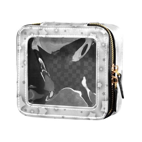 Amooorous Kosmetiktasche mit schwarzem und weißem Stern, niedlicher Make-up-Tasche, transparenter Kulturbeutel mit Reißverschluss, Make-up-Organizer für Reisen, Schwarz-weißer Stern, 1 size von Amooorous