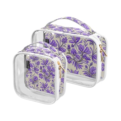 Amooorous Kosmetiktaschen im Vintage-Stil, Blumenmotiv, Lavendel, Gold, transparent, dekorativ, zum Aufhängen, TSA-zugelassen, wasserfest, für Damen, für Geldbörse, Flughafen, Fluggesellschaften, Amooorous Kosmetiktaschen im Vintage-Stil, Blumenmotiv, Lavendel, Gold, transparent, dekorativ, zum Aufhängen, TSA-zugelassen, wasserfest, für Damen, für Geldbörse, Flughafen, Fluggesellschaften, von Amooorous