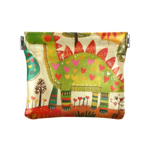Amooorous Kritzelei-Stil Cartoon Dinosaurier Herzform PU Leder Kleine Münze Niedlich Mini Kleingeld Geldbörse Münzfach für Männer Frauen Reisen, Doodle-Stil Cartoon Dinosaurier herzförmig, 1 size von Amooorous