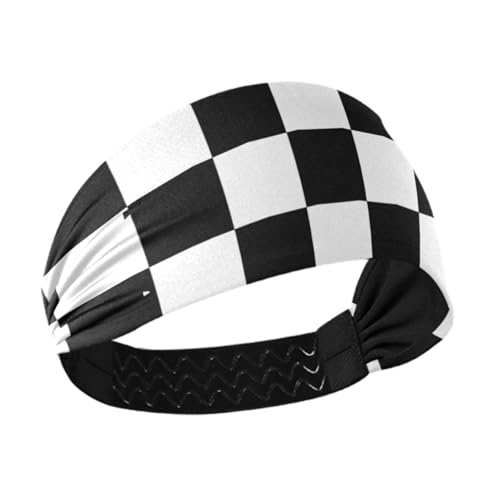 Amooorous Kühlende Stirnbänder mit schwarz-weißem Karomuster, elastisches Schweißband für Basketball, Workout, Make-up, Banda para la cabeza von Amooorous