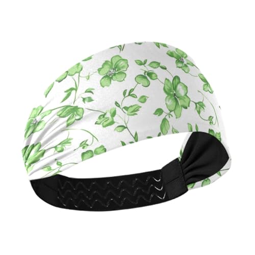 Amooorous Kühlendes Schweißband mit grünem Knautschblumen-Haarband für Damen, dehnbares Haarband für Yoga, Tennis, Diademas, Deportivas, Para Mujer von Amooorous