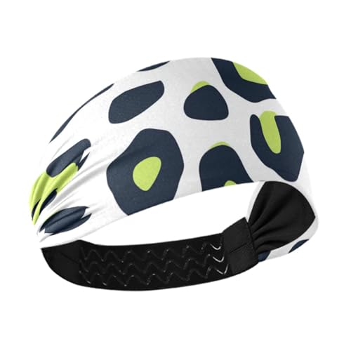 Amooorous Leopardenmuster, Limettengrün und Marineblau, feuchtigkeitsableitend, modische Damen-Stirnbänder, dehnbares Schweißband für Radfahren, den täglichen Gebrauch, Basketball-Bandas para el von Amooorous