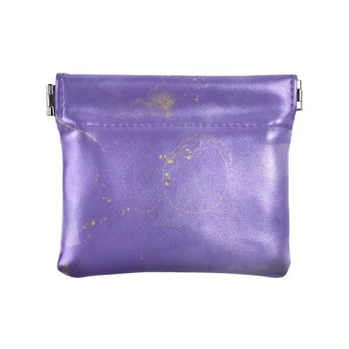 Amooorous Lila-Gold Marmor Textur Damen Kleine Leder Münzbörse Geldbörse Fancy Mini Kleingeld Geldbörse Münzfach für Mädchen Damen Handtasche, Violett-goldene Marmorstruktur, 1 size von Amooorous