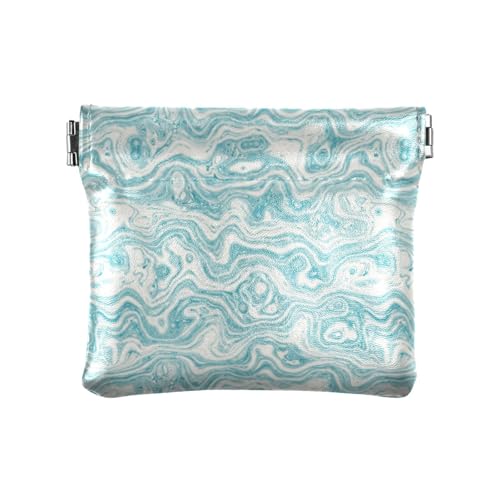 Amooorous Liquid Fluid Blue Water FlowDamen Kleines Leder Münzgeldbörse Einzigartiger Mini-Kartenhalter Geldbörse für Frauen Mädchen, Liquid Fluid Blue Water Flow, 1 size von Amooorous