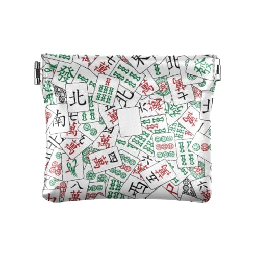 Amooorous Mahjong Chinesische Make-up-Tasche aus PU-Leder, kleine Münzen, wasserdicht, für Damen und Mädchen, Mahjong Chinesisch, 1 size Amooorous Mahjong Chinesische Make-up-Tasche aus PU-Leder, kleine Münzen, wasserdicht, für Damen und Mädchen, Mahjong Chinesisch, 1 size von Amooorous