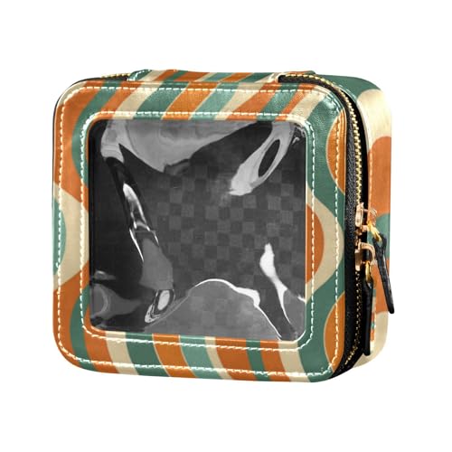 Amooorous Make-up-Tasche, nahtloses Muster, transparent, wasserdicht, Reise-Kulturbeutel, tragbarer Make-up-Organizer für Damen, Orange und Blaugrün, Nahtloses Muster in Orange und Blaugrün, 1 size von Amooorous