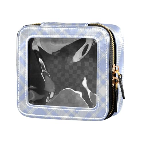 Amooorous Make-up-Tasche für Geldbörse, Kulturbeutel mit Reißverschluss, Mini-Make-up-Behälter für Reisen, gestreift, durchsichtig, Blau, Blau gestreiftes Netzgewebe, 1 size von Amooorous