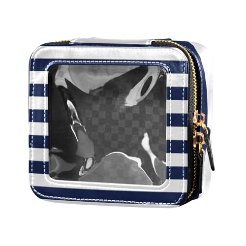 Amooorous Make-up-Tasche für Geldbörse, Reisetaschen für Toilettenartikel, tragbar, Marineblau und Weiß gestreift, für Reisen, Marineblau mit weißen Streifen, 1 size von Amooorous