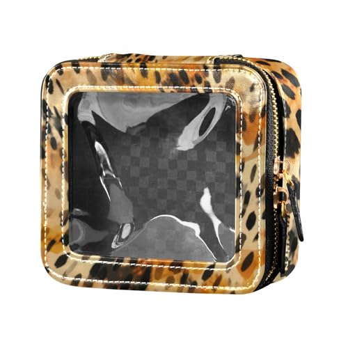 Amooorous Make-up-Tasche mit Leopardenmuster, transparent, Reisetaschen für Toilettenartikel, Leder, Organizer für Reisen, braunes leopardenmuster, 1 size von Amooorous