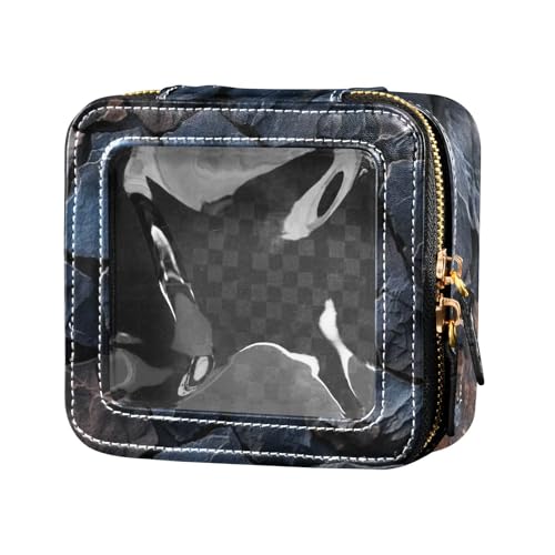 Amooorous Make-up-Tasche mit buntem Naturstein-Muster, transparent, klein, Reise-Kulturbeutel, tragbarer Make-up-Organizer für Fliegen, Buntes Natursteinmuster, 1 size von Amooorous