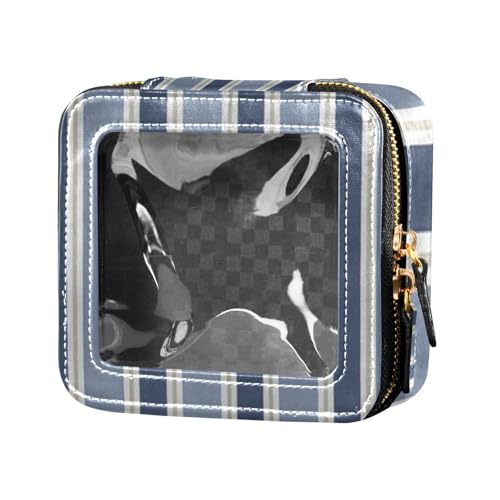 Amooorous Make-up-Tasche mit vertikalen Streifen, transparent, kleine Kosmetiktasche für Damen, Kosmetiktasche für Kosmetikartikel, Blau, Blaue vertikale Streifen., 1 size von Amooorous