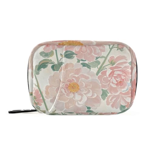 Amooorous Medikamententasche mit abnehmbaren Fächern, zum Anbringen an Pillenetuis für Geldbörse, Motiv: Sommerrosa mit Ölgemälde, Blumen von Amooorous