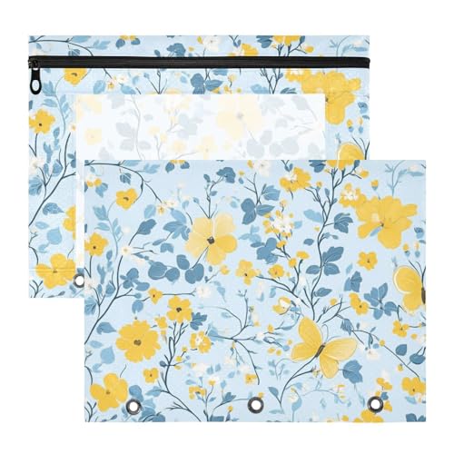 Amooorous Mehrzweck-Federmäppchen mit 3 Löchern, für A4-Papier, Briefe, 2 Stück, Studenten, Büro, mehrfarbig, Blumen, Schmetterlinge, Gelb und Hellblau Amooorous Mehrzweck-Federmäppchen mit 3 Löchern, für A4-Papier, Briefe, 2 Stück, Studenten, Büro, mehrfarbig, Blumen, Schmetterlinge, Gelb und Hellblau von Amooorous