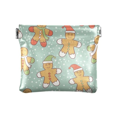 Amooorous Merry Christmas Lebkuchengrün Damen Herren Leder Münzgeldbörsen Tragbare Mini-Geldbörse Geldbörse für Damen, Frohe Weihnachten Lebkuchengrün, 1 size von Amooorous