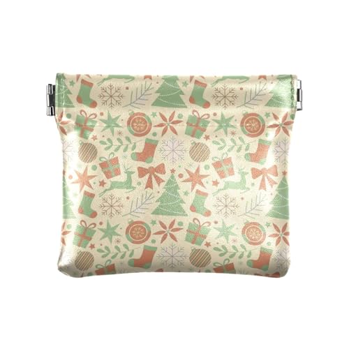 Amooorous Merry Khaki Weihnachten Party Damen Leder Münzgeldbörse Niedliche Tasche Geldbörse Make-up Tasche für Männer Frauen Reisen, Frohe Khaki-Weihnachtsfeier, 1 size von Amooorous
