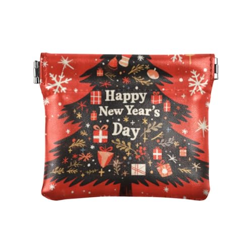 Amooorous Mini-Geldbörse für Damen und Herren, aus Leder, mit Weihnachtsmotiv, Rot kariert, Weihnachtliches rotes Plaid, 1 size von Amooorous