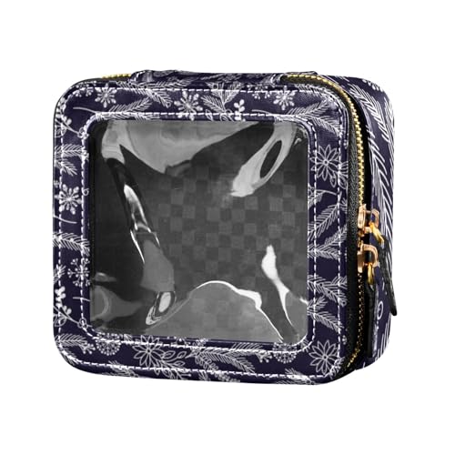 Amooorous Mini-Make-up-Tasche, Kulturbeutel, Nagellack-Organizer, für Reisen, Schwarz und Weiß, Schwarz-weißes Weihnachtsblumen, 1 size von Amooorous