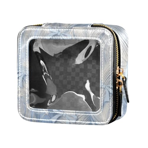 Amooorous Mini-Make-up-Tasche, Kulturbeutel mit Reißverschluss, kleine Kosmetiktasche für Damen, mit blauer Schleife, Blau Schleife, 1 size von Amooorous