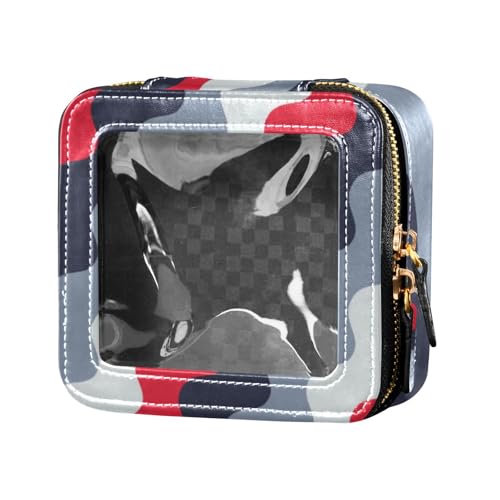 Amooorous Mini-Make-up-Tasche aus Leder, geriffelt, transparent, für Damen, Rot-schwarze Welligkeit, 1 size von Amooorous