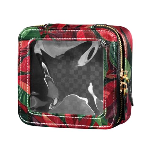 Amooorous Mini-Make-up-Tasche mit Weihnachtsstern, Kulturbeutel, Leder, Organizer für Damen, Weihnachtsstern, 1 size von Amooorous