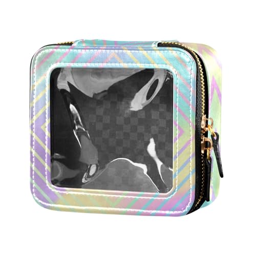 Amooorous Mini-Make-up-Tasche mit buntem Laser-Design, unregelmäßige Streifen, transparent, Reisetaschen für Toilettenartikel, Nagellack, Organizer-Tasche für Reisen, Buntes Laserdesign, unregelmäßige von Amooorous