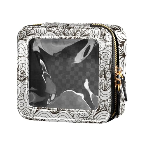 Amooorous Mini-Make-up-Tasche mit unregelmäßigen Linien, wasserdicht, Reise-Kulturbeutel, Make-up-Organizer für Reisen, Schwarz und Weiß, Schwarz-weißes Design, unregelmäßige Linien, 1 size von Amooorous