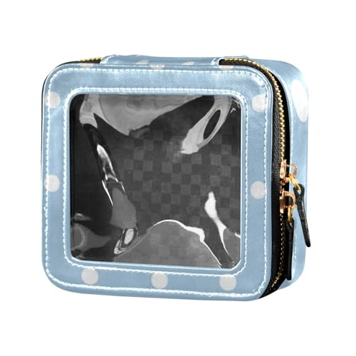 Amooorous Mini-Make-up-Tasche mit weißen Punkten auf blauem Hintergrund, transparent, Kulturbeutel, Leder, Organizer-Taschen für Reisen, Weiße Punkte auf blauem Hintergrund, 1 size von Amooorous