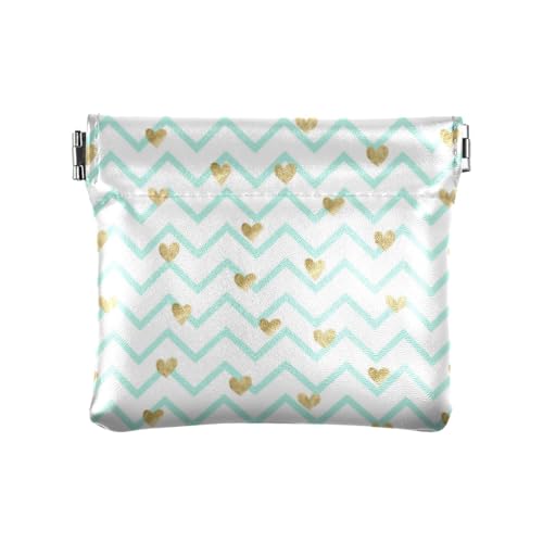 Amooorous Mint and Gold Damen Leder Münzbörse Wasserdicht Mini Kleingeld Geldbörse Münzfach für Mädchen Damen Handtasche, Mint und Gold, 1 size von Amooorous