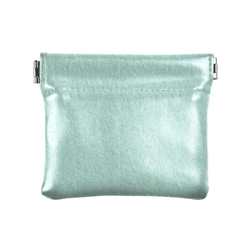 Amooorous Minzgrüne Leinenstruktur, kleine Münzgeldbörse aus Leder, praktische Mini-Make-up-Tasche für Damen und Mädchen, Minzgrüne Leinenstruktur, 1 size von Amooorous