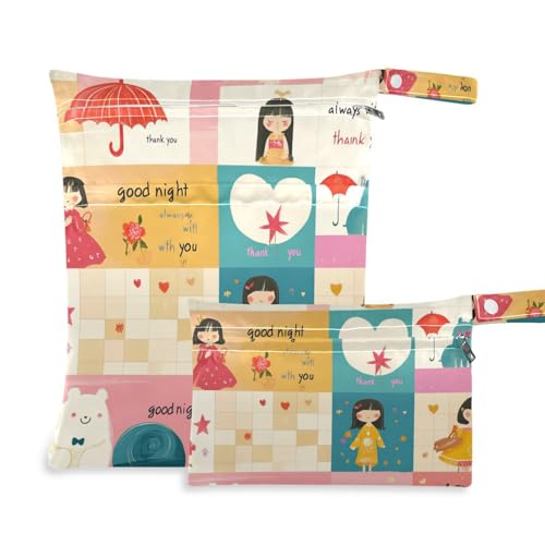 Amooorous Niedliche Tasche zum Schwimmen, 2 Stück, Reiseutensilien für Babys, mit Griffen für Yoga, Baden von Amooorous