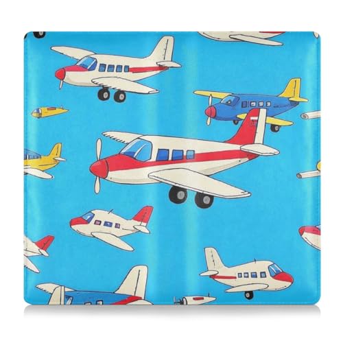 Amooorous Niedliches Cartoon-Verkehrsflugzeug, PU-Leder, Registrierungs- und Versicherungskartenhalter, Fahrzeug-Handschuhfach-Organizer für Karten, unverzichtbares Dokument, Führerschein von Amooorous