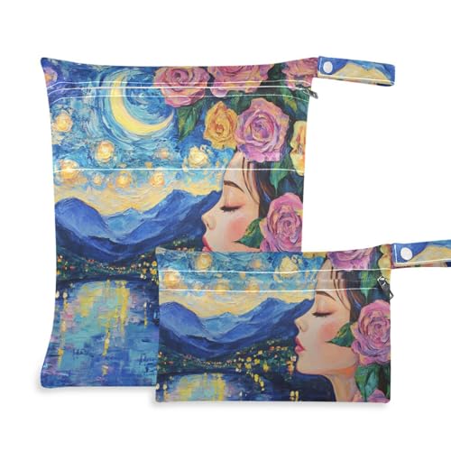 Amooorous Ölgemälde Sense Sternennacht Mythos waschbarer Nass-Trockenbeutel 2 Stück Reiseutensilien für Babys mit Griffen für Babywindeln, Strand Amooorous Ölgemälde Sense Sternennacht Mythos waschbarer Nass-Trockenbeutel 2 Stück Reiseutensilien für Babys mit Griffen für Babywindeln, Strand von Amooorous